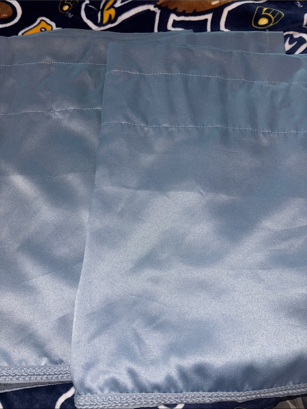 Slate Blue valance 2 panels 
Measurements are 18x54
